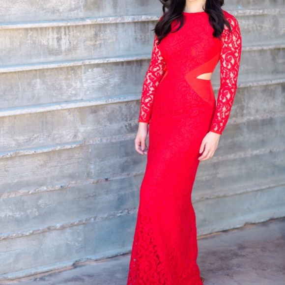 Coast Dresses & Skirts - Red lace cutout gown